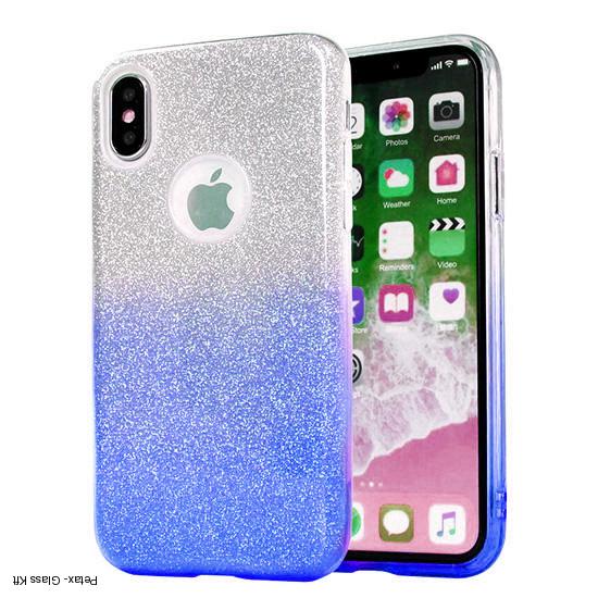 Huawei Y6 (2019) bling csillámos tok ezüst-kék