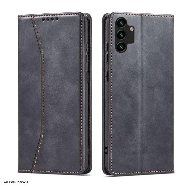 Mágneses díszes tok Samsung Galaxy A13 5G tok Pénztárca kártyatartó Fekete