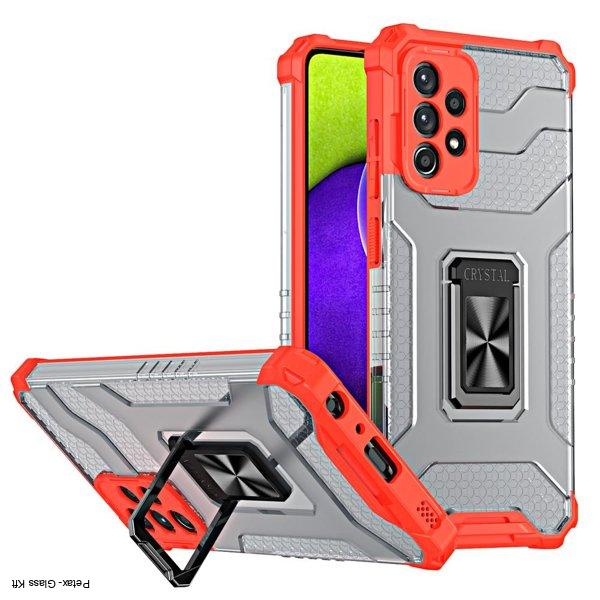 Crystal Ring Case  hibrid borítás + mágneses tartó Samsung Galaxy A13 5G  piros