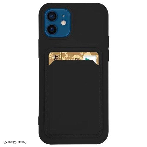 Kártyatartó szilikon tok Samsung Galaxy A12 fekete