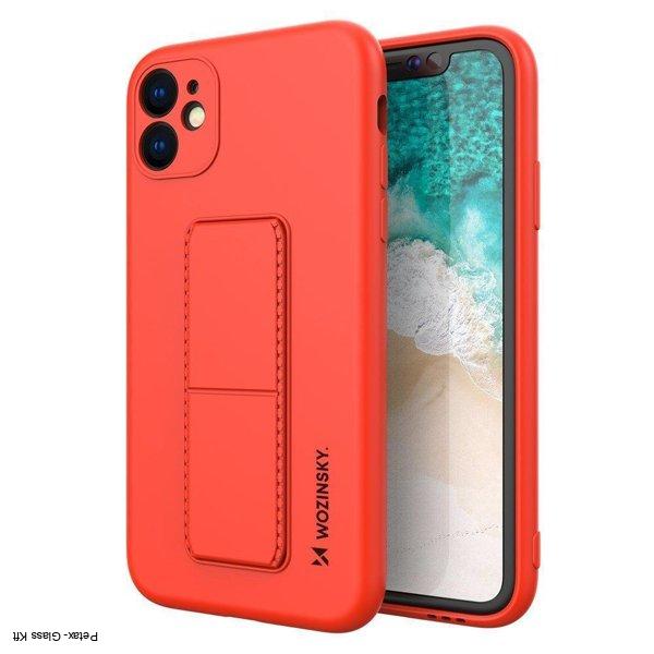 Wozinsky kitámasztható tok szilikon állvány fedél Samsung Galaxy A12 piros