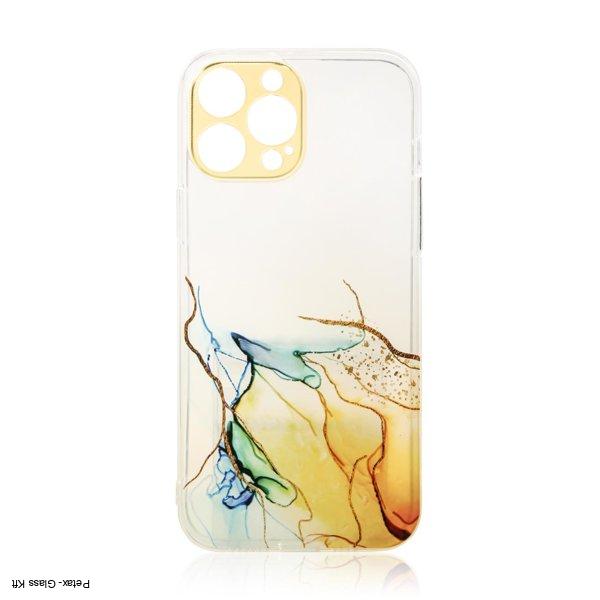 Marble tok Samsung Galaxy A12 5G gél tok borító márvány narancssárga