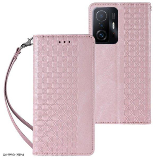 Mágnesszíjas tok Samsung Galaxy A12 5G tok + Mini zsinóros medál pink
