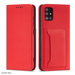 Mágneskártya-tok Samsung Galaxy A12 5G tok Pénztárca kártyatartó piros