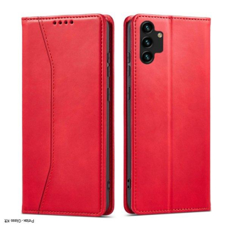 Mágneses díszes tok Samsung Galaxy A13 5G tok Pénztárca kártyatartó piros