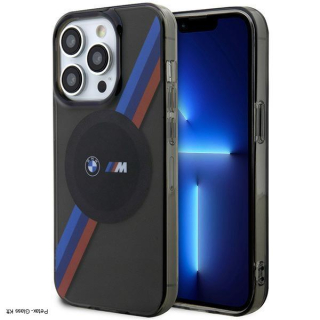 BMW tok BMHMP14XHDTK iPhone 14 Pro Max 6.7" szürke tok Tricolor csíkok MagSafe